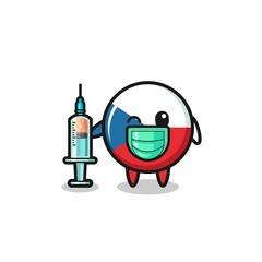 czech flag mascot as vaccinator