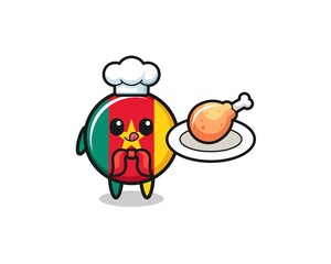 cameroon flag fried chicken chef cartoon character