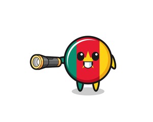 cameroon flag mascot holding flashlight