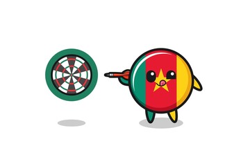 cute cameroon flag is playing dart