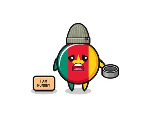 Fototapeta premium cute cameroon flag beggar cartoon character