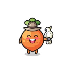 carrot zookeeper mascot with a parrot
