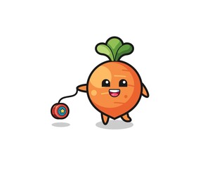 cartoon of cute carrot playing a yoyo