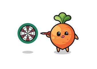 cute carrot is playing dart