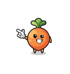 carrot mascot pointing top left