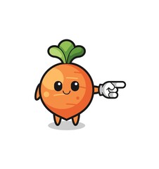 carrot mascot with pointing right gesture