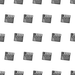 Movie Clapper Board Seamless Pattern On A White Background. Movie Theme Vector Illustration