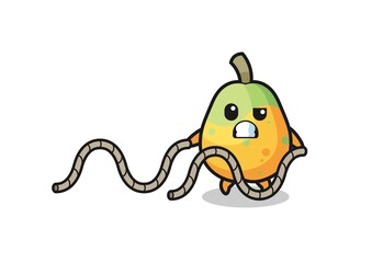 illustration of papaya doing battle rope workout