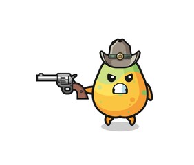 the papaya cowboy shooting with a gun