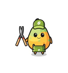 cute papaya as gardener mascot
