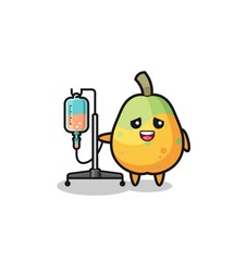 Obraz premium cute papaya character standing with infusion pole