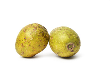 Hog plum fruits isolated on white background. (Wild mango, Spondias pinnata)
