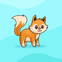 Cute Baby Fox Cartoon Isolated