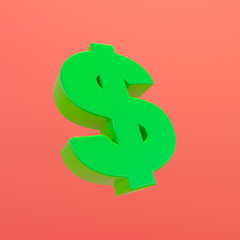 Dollar icon 3D render money concept design