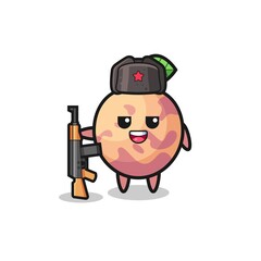 cute pluot fruit cartoon as Russian army