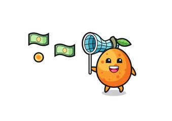 illustration of the kumquat catching flying money