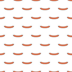 Sausage Seamless Pattern On A White Background. Sausage Theme Vector Illustration