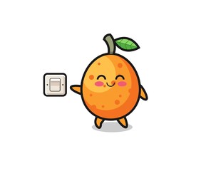 cartoon kumquat is turning off light