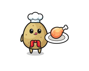 potato fried chicken chef cartoon character