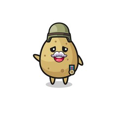 cute potato as veteran cartoon