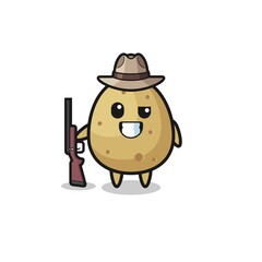 potato hunter mascot holding a gun