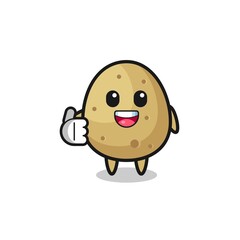 potato mascot doing thumbs up gesture