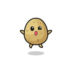 potato character is jumping gesture