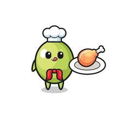 olive fried chicken chef cartoon character