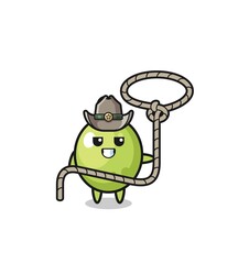 the olive cowboy with lasso rope