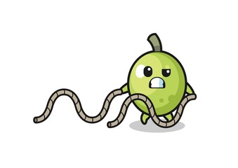 illustration of olive doing battle rope workout