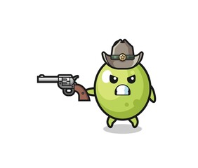 the olive cowboy shooting with a gun
