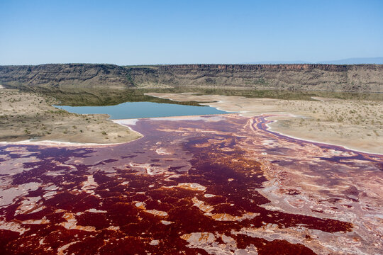 Abstract Drying Salt and Soda Patterns of Lake Natron Tanzania