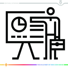 Line icon for startup pitch illustrations with editable strokes. This vector graphic has customizable stroke width.