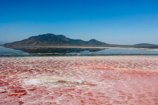 Abstract Drying Salt and Soda Patterns of Lake Natron Tanzania
