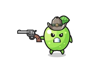 the green apple cowboy shooting with a gun