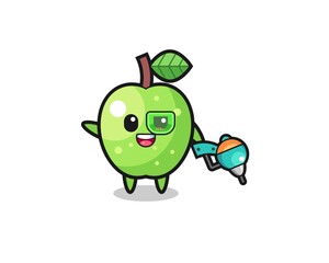 green apple cartoon as future warrior mascot