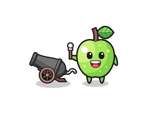 cute green apple shoot using cannon
