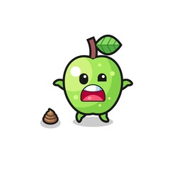 green apple earth surprised to meet poop