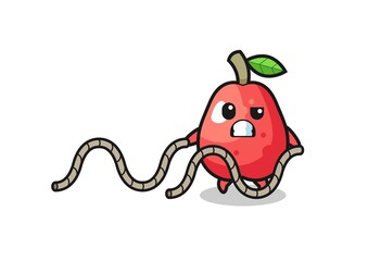 illustration of water apple doing battle rope workout