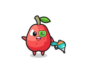 water apple cartoon as future warrior mascot
