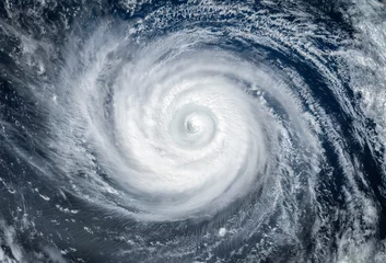 Foto op Plexiglas Super Typhoon, tropische storm, cycloon, orkaan, tornado, over de oceaan. Weer achtergrond. Tyfoon, storm, storm, superstorm, storm beweegt naar de grond. Elementen van deze afbeelding geleverd door NASA. © Tryfonov