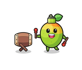 mango muslim cartoon is beating the bedug