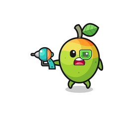 cute mango holding a future gun