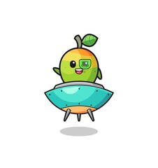 mango cartoon riding a future spaceship