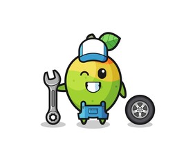 the mango character as a mechanic mascot