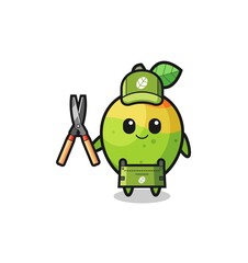 Obraz premium cute mango as gardener mascot