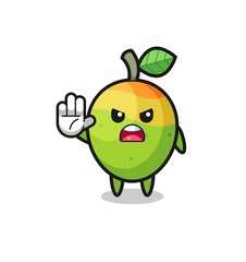 mango character doing stop gesture