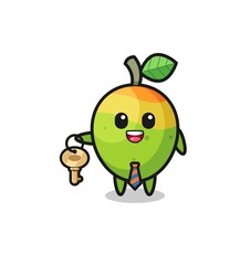 cute mango as a real estate agent mascot