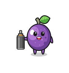the cute passion fruit as a graffiti bomber