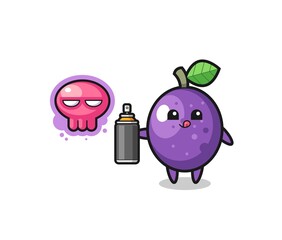 passion fruit cartoon make a graffiti with a spray paint